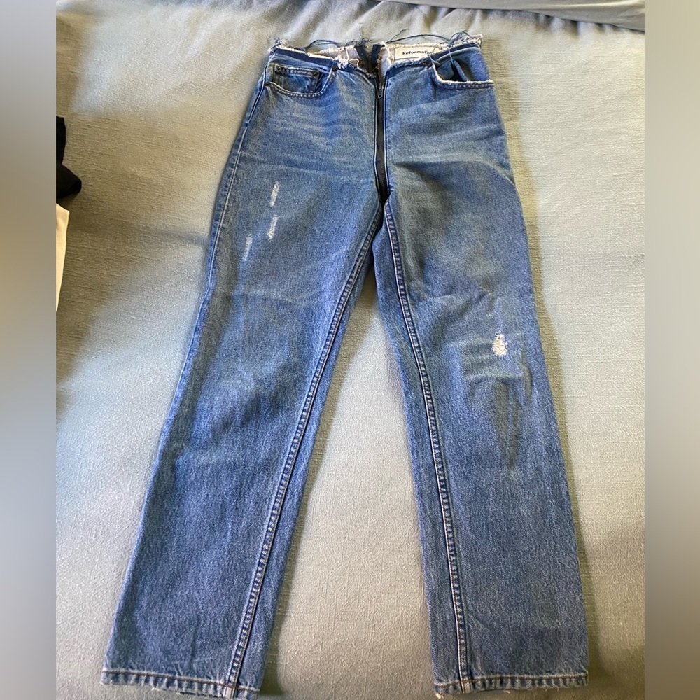 Reformation Zipper Jeans with Front to Back Zipper